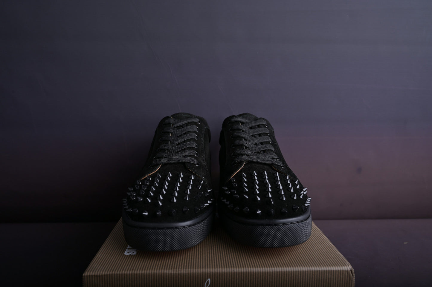 Christian Louboutin Louis Junior Spikes Veau Velours Sneaker Black