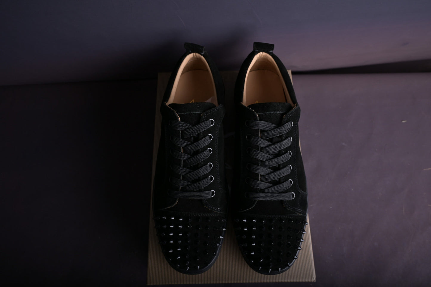 Christian Louboutin Louis Junior Spikes Veau Velours Sneaker Black