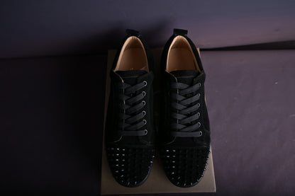 Christian Louboutin Louis Junior Spikes Veau Velours Sneaker Black
